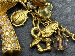Kirks Folly Gold Tone Angel Cherub Sun Mushroom AB Rhinestone Enamel Brooch Pin