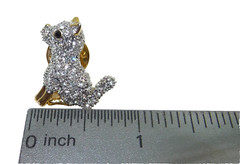 Vintage Landau Gold Tone Crystal Rhinestone Terrier Dog Pin USA SELLER