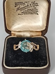 Vintage 1990-s 14 Ct Rolled Gold Aquamarine Ring Size UK N US 6 3/4- Hallmarked!