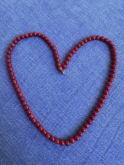 Vintage Red Coral Bead Necklace 18” 5.5mm Round Beads 14K Gold Clasp