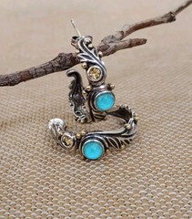Rare Echo of the Dreamer Sterling Silver Bronze Turquoise Citrine Hoop Earrings