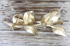 VINTAGE GIOVANNI GOLD ROSE BROOCH EARRINGS SIGNED RETRO JEWELRY