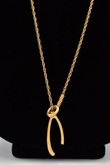 Madewell Wishbone Pendant Necklace Brushed Gold Minimalist Lucky Charm BinBE