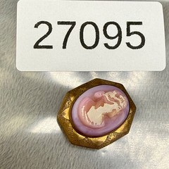 Vintage Gold Filled Pink Cameo Unique Color