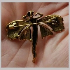 Vintage Fairy Brooch Art Nouveau Gold Nymph Pin Crystal Women Jewelry Shawl Gif