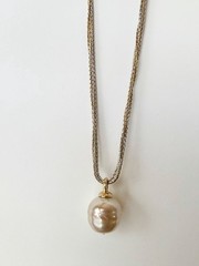 Vtg Majorica 16mm Baroque Faux Pearl 925 Sterling Silver Multi Strand Necklace