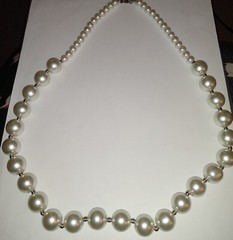 Vintage Very Light Silver Simulated Pearl Necklace 26″