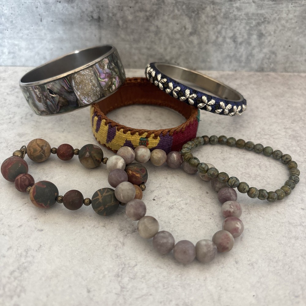 Abalone bracelet & other assorted bracelets