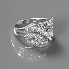 Vintage 3.54CT Lab Created Round Cut Diamond Art Deco Engagement Silver Ring