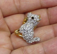 Vintage Landau Gold Tone Crystal Rhinestone Terrier Dog Pin USA SELLER