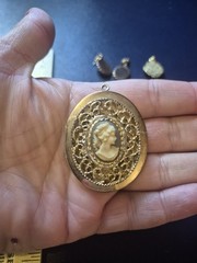 Vintage Lot Of Cameos. Earrings, 2 Lockets, Pendent. Great Condition