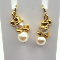 Vintage Gold Tone Earrings Lot Monet Sarah Coventry Pearl Snowman Clip On 4 Sets
