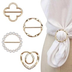 4PCS Metal Scarf Ring Clips – T-Shirt Tie Clips for Women, Fashion Shirt Buckle