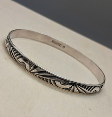 DANECRAFT FELCH Vintage ART DECO Geometric Shapes Sterling Silver BANGLE 13.5g