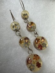 Dried Flowers Acrylic Earrings Sterling Silver Hook Pierced Jewelry 🌸 Retro