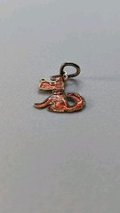 RARE Antique Art Deco Dainty Scottie Terrier Dog Enamel Pendant Gold/Red Signed