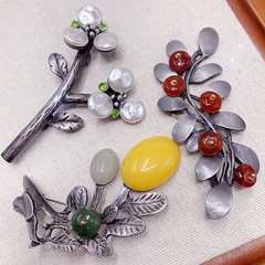 20PCS Elegant Aesthetic Mystic Brooch Random Mixed Natural Stone Jewelry Lot