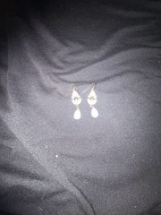 Vintage Style Gold-Tone Filigree Dangle Earrings with Faux Opal and Rhinestones