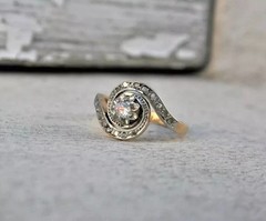 2.35Ct Vintage Art Deco Round Lab Created Diamond Wedding 14K White Gold FN Ring