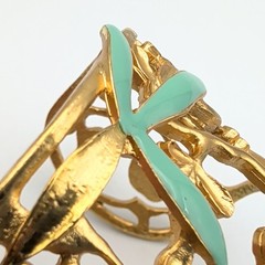 Karine Sultan 24k Gold Plated Pewter Green Flower Olive Leaf Bracelet Damaged