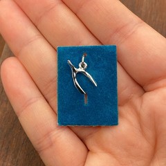 Vintage 925 Sterling Silver Wishbone Good Luck Pendant Bracelet Charm