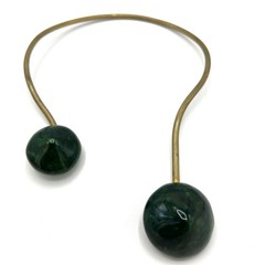 Vtg Modernist Brass & Ceramic Asymmetrical Necklace OOAK Wearable Art Statement