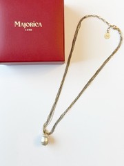 Vtg Majorica 16mm Baroque Faux Pearl 925 Sterling Silver Multi Strand Necklace