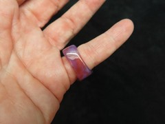 Vintage Gorgeous Purple & Clear Lucite Block Design Ring SZ 5.5