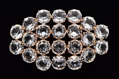 Vintage Clear Rhinestone Bezel Crystal Cluster Brooch Heavy Statement 60s BinBK