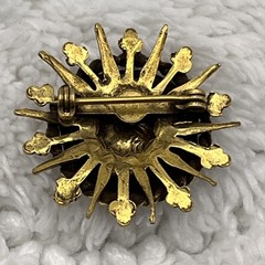 Vintage Greek Roman Soldier Brooch Victorian Revival Gold Tone Coin Style Pin 1″