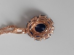 Vintage 1990-s 14 CT Rolled Gold Sapphire Pendant on Chain-Hallmarked 585 RG