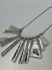 Vintage Sliver Tone Statement Necklace Slide Multiple Pendant Chain Choker 18”