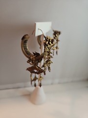 Vintage DESIGNER Signed Baroque Curled Gilt Leaf FRENCH EARRINGS – GORGEOUS Help