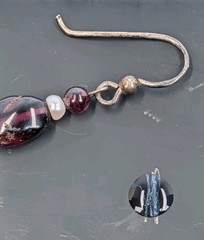 Women’s Vintage Sterling Silver Dark Red Garnet & Pearl Beaded Dangle Earrings