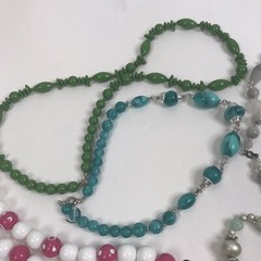 Vtg Necklace Lot Colorful Plastic Bead Mod Hong Kong Strand Retro