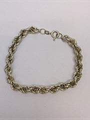 Sterling Silver 925 Italy 6MM Wide Vintage Rope Chain Bracelet 7″ 7.9g