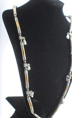 Retro Vintage Shiny Gold Tone Bar Link Chain with Small Charms Necklace 30”