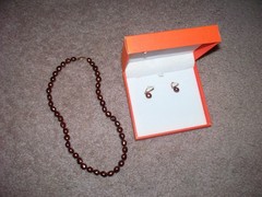 Vintage Mandarin Cultured pearls necklace and earrings New brown