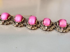 Vintage SELRO SELINI Baroque Necklace, Bracelet & Earring Set, Pink Moon Glow