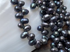 Genuine Pearl Beaded Necklace Tiny Beads Artisan Jewelry Peacock Hues Dainty