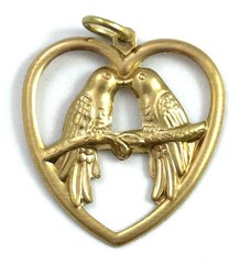 Vintage Charm Lovebird Heart Pendant Brass Stamping Vintage Jewelry Gift For Her