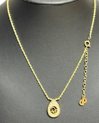 Christian Dior necklace pendant with CD logo rhinestones gold plated teardrop
