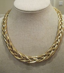 Gold Tone Woven Braided Statement Necklace (looks like the real thing) NEW