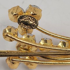 Vintage AB Rhinestone Floral Spray Brooch Pin Gold Tone West Germany Jewelry