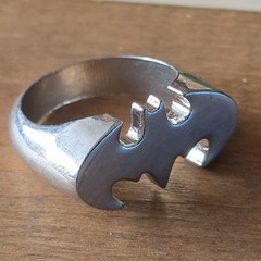 Vintage Batman Ring LOT Size 12 Silver Metal Band Symbol Stamped TM & DC Comics