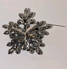 Vintage Ice-Blue Rhinestone Snowflake Brooch & Clip Earrings Set, AB, 1960s