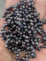 Genuine Pearl Beaded Necklace Tiny Beads Artisan Jewelry Peacock Hues Dainty