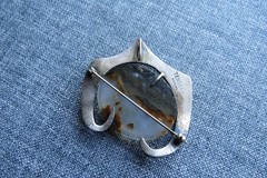 UNUSUAL VINTAGE BILL TENDLER STERLING SILVER & AGATE MODERNIST BROOCH PIN
