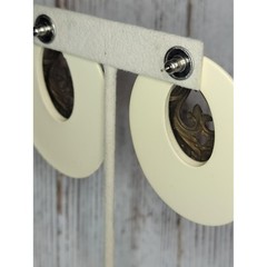 Vintage Ivory Gold Baroque Statement Earrings Plastic Metal 80s Runway Pierced