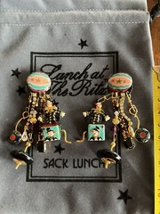 Lunch At The Ritz TOY BOX clip Earrings; RARE, NEW, NEVER WORN!!